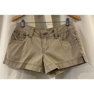 1990s Hydraulic Micro Tan Short, Size Juniors 5/6‎ Low Rise Vintage Designer Y2K